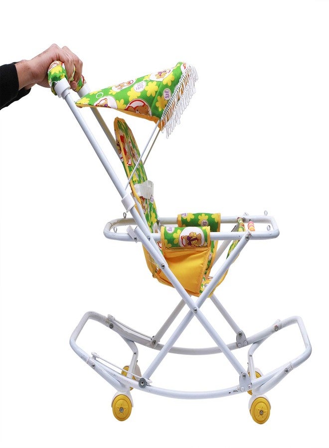 Maanit Baby Stroller Cum Swing for Newborn Baby 0-3 Years Old Kids (Green) - Image 3